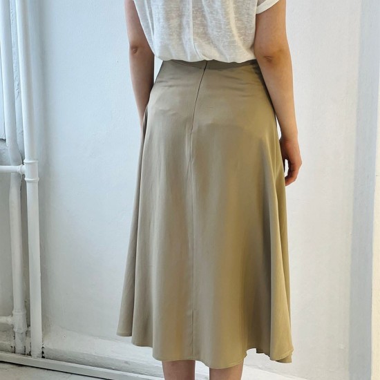 Bej Pamuklu Dokuma Uzun Etek