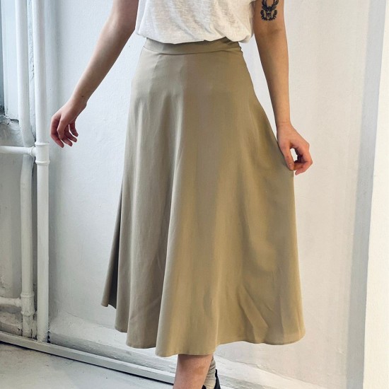 Bej Pamuklu Dokuma Uzun Etek