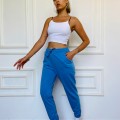 Beyaz İp Askılı Crop Mavi Jogger