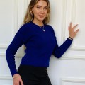 Kadın Basic Örme Mavi Triko Kazak