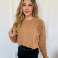 Kadın Kahverengi Örme Yumuşacık Dokulu Triko Bisiklet yakalı Kazak