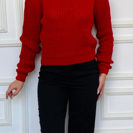 Kadın Örme Kiremit Triko Kazak