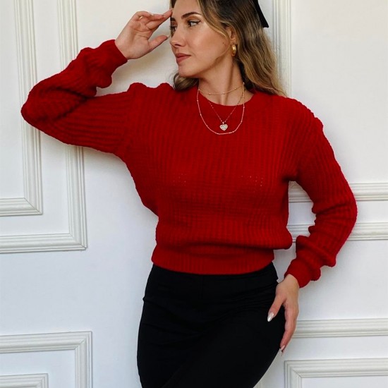 Kadın Örme Kiremit Triko Kazak