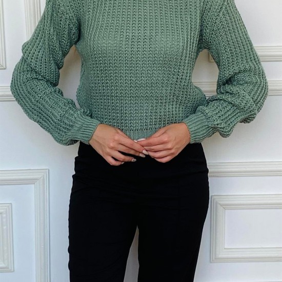 Kadın Örme Mint Triko Kazak