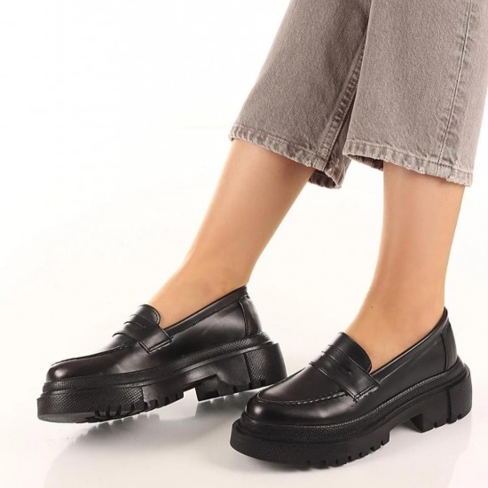 Kadın Oxford Siyah Trend Model Kalın Tabanlı Günlük Ayakkabı