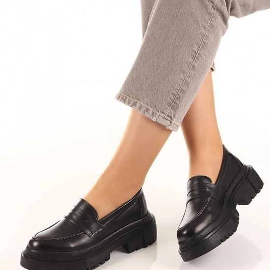 Kadın Oxford Siyah Trend Model Kalın Tabanlı Günlük Ayakkabı