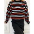 Kadın Siyah Çizgili Örme Yumuşacık Triko Bisiklet yakalı Kazak