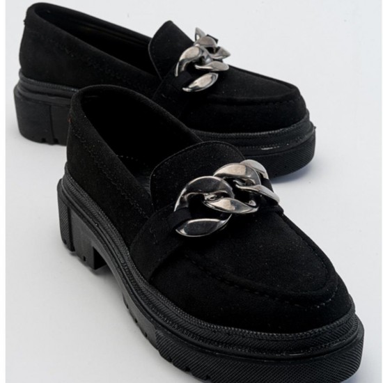 Kadın Siyah Süet Trend Model Kalın Tabanlı Günlük Ayakkabı