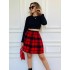 Kırmızı Siyah Ekose Kaşe Etek