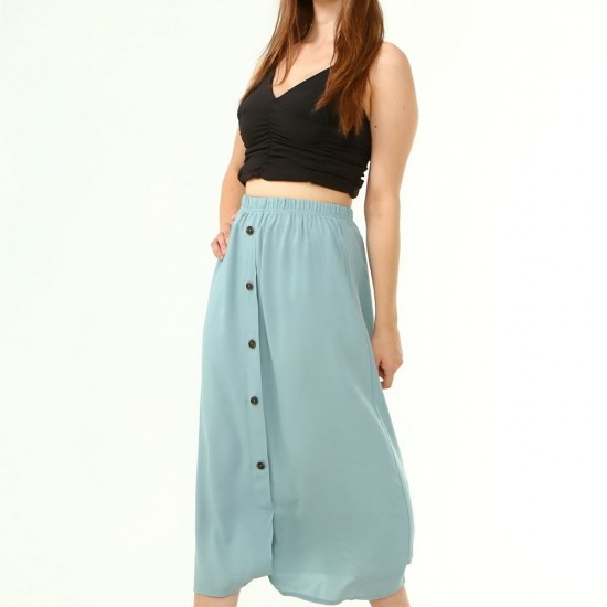 Mint Bel Lastikli Viskon Uzun Tesettür Etek