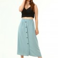Mint Bel Lastikli Viskon Uzun Tesettür Etek
