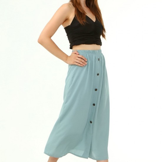 Mint Bel Lastikli Viskon Uzun Tesettür Etek