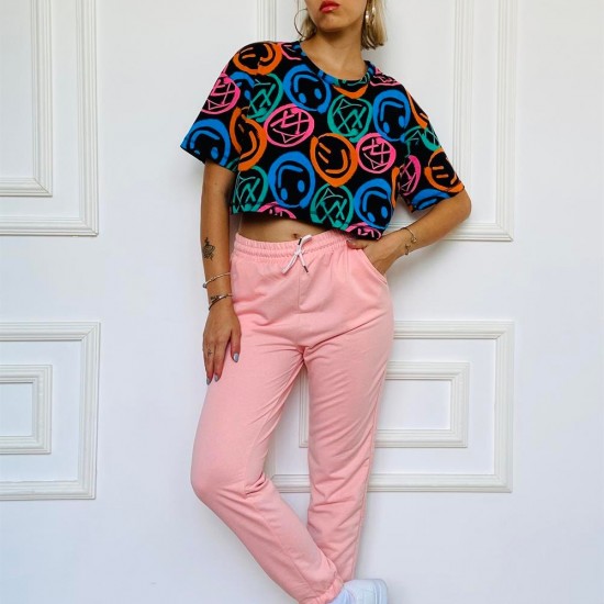 Smile Tshirt Pudra Jogger