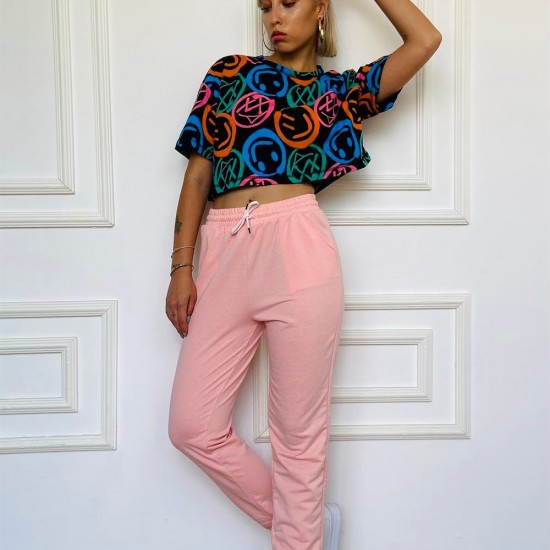 Smile Tshirt Pudra Jogger