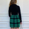 Yeşil Siyah Ekose Kaşe Etek