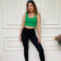 Yeşil Triko Askılı Siyah Sıkılaştıcı Tayt