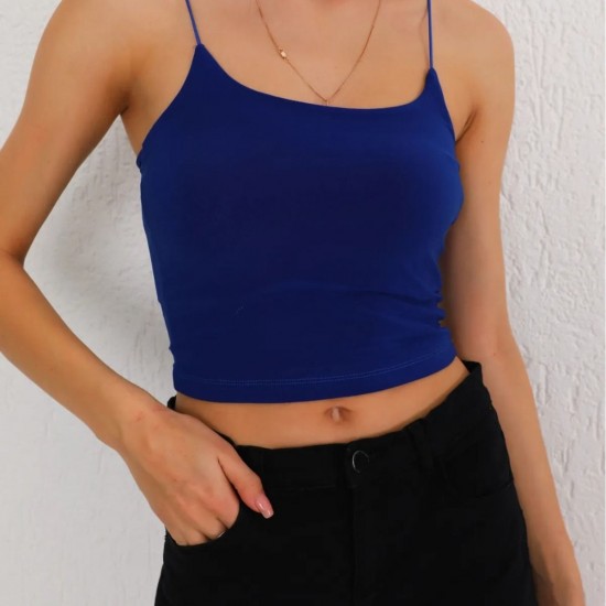 Kadın Pamuklu İp askılı Crop Bluz