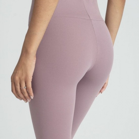 Kadın Pembe Yüksek Bel Fitilli Toparlayıcı Tayt