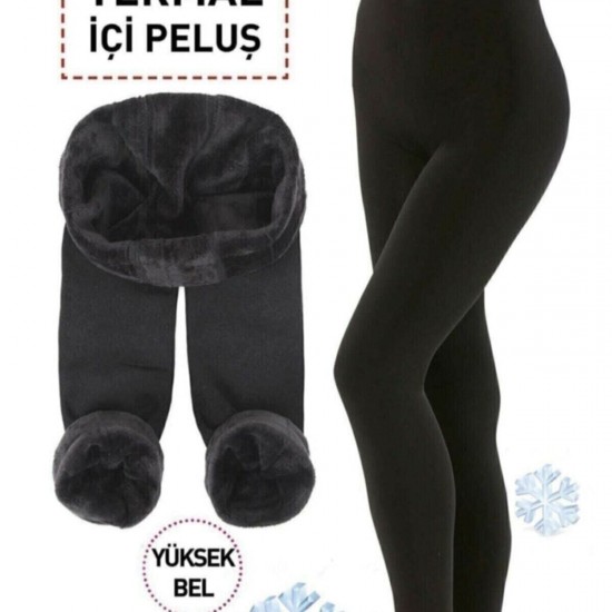 Kadın Içi Peluşlu Kışlık Termal Tayt Siyah 2 Adet