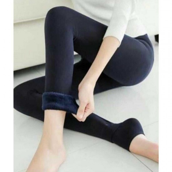 Kadın Siyah Termal Peluş Likralı Kışlık Tayt