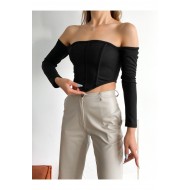 Uzun Kollu Fermuarlı Crop