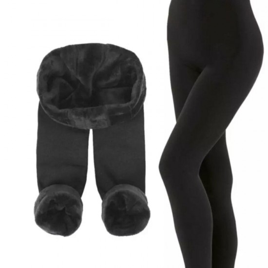 Kadın Siyah Peluş Tayt