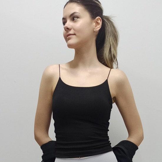 Kadın Pamuklu İp askılı Crop Bluz