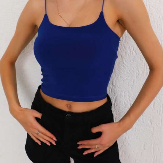 Kadın Pamuklu İp askılı Crop Bluz